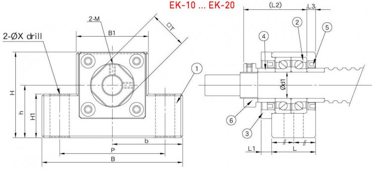 Fixed ball screw support unit EK